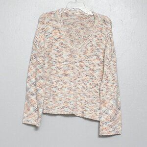 Hem and thread multicolor acrylic blend v neck sweater